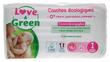 Love &amp; Green Hypoallergenic Diapers 44 Diapers Size 1 (2-5kg)